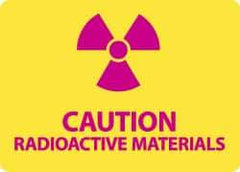 NMC - "Caution - Radioactive Materials", 10" Long x 14" Wide, Rigid Plastic Safety Sign - Rectangle, 0.05" Thick, Use for Accident Prevention - Apex Tool & Supply
