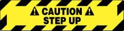 NMC - Caution - Step Up, Anti-Skid Pressure-Sensitive Vinyl Floor Sign - Rectangle, Black on Yellow, Adhesive Backed, For Accident Prevention - Apex Tool & Supply