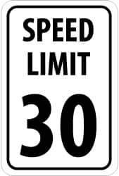 NMC - "Speed Limit 30", 18" Wide x 24" High, Aluminum Speed Limit Signs - 0.08" Thick, Black on White, High Intensity Reflectivity, Rectangle, Post Mount - Apex Tool & Supply
