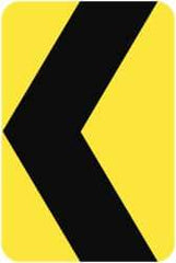 NMC - "Chevron", 12" Wide x 18" High, Aluminum Traffic Control Signs - 0.08" Thick, Black on Yellow, High Intensity Reflectivity, Rectangle, Post Mount - Apex Tool & Supply