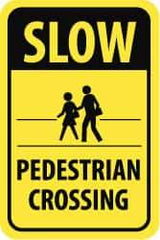 NMC - "Slow - Pedestrian Crossing", "Pedestrians Crossing", 18" Wide x 24" High, Aluminum Pedestrian Crossing Signs - 0.08" Thick, Black on Yellow, Engineer Grade Reflectivity, Rectangle, Post Mount - Apex Tool & Supply