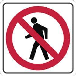 NMC - "Strike on Pedestrian Crossing", 24" Wide x 24" High, Aluminum Pedestrian Crossing Signs - 0.08" Thick, Red & Black on White, Engineer Grade Reflectivity, Square, Post Mount - Apex Tool & Supply