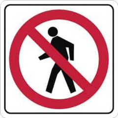 NMC - "Strike on Pedestrian Crossing", 24" Wide x 24" High, Aluminum Pedestrian Crossing Signs - 0.08" Thick, Red & Black on White, Engineer Grade Reflectivity, Square, Post Mount - Apex Tool & Supply