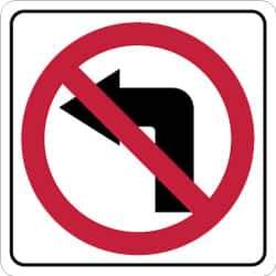 NMC - "Strike on Left Arrow", 24" Wide x 24" High, Aluminum Traffic Control Signs - 0.08" Thick, Red & Black on White, Engineer Grade Reflectivity, Square, Post Mount - Apex Tool & Supply
