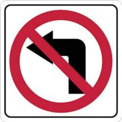 NMC - "Strike on Left Arrow", 24" Wide x 24" High, Aluminum Traffic Control Signs - 0.08" Thick, Red & Black on White, Engineer Grade Reflectivity, Square, Post Mount - Apex Tool & Supply