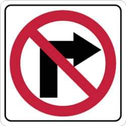 NMC - "Strike on Right Arrow", 24" Wide x 24" High, Aluminum Traffic Control Signs - 0.08" Thick, Red & Black on White, Engineer Grade Reflectivity, Square, Post Mount - Apex Tool & Supply