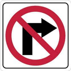 NMC - "Strike on Right Arrow", 24" Wide x 24" High, Aluminum Traffic Control Signs - 0.08" Thick, Red & Black on White, Engineer Grade Reflectivity, Square, Post Mount - Apex Tool & Supply