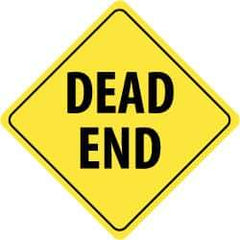 NMC - "Dead End", 24" Wide x 24" High, Aluminum Traffic Control Signs - 0.08" Thick, Black on Yellow, Engineer Grade Reflectivity, Diamond, Post Mount - Apex Tool & Supply