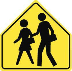 NMC - "Pedestrians Crossing", 30" Wide x 30" High, Aluminum No Parking & Tow Away Signs - 0.04" Thick, Black on Yellow, Diamond Grade Reflectivity, Pentagon, Post Mount - Apex Tool & Supply