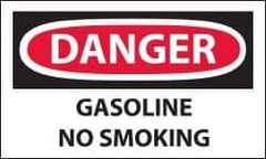 NMC - Accident Prevention Label, Header: DANGER - Legend: Danger - Gasoline - No Smoking, English, Red, Black & White, 5" Long x 3" High, Sign Muscle Finish - Apex Tool & Supply