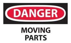 NMC - Accident Prevention Label, Header: DANGER - Legend: Danger - Moving Parts, English, Red, Black & White, 5" Long x 3" High, Sign Muscle Finish - Apex Tool & Supply