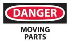 NMC - Accident Prevention Label, Header: DANGER - Legend: Danger - Moving Parts, English, Red, Black & White, 5" Long x 3" High, Sign Muscle Finish - Apex Tool & Supply