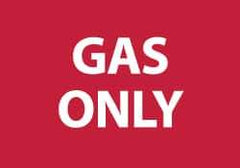 NMC - Hazardous Materials Label - Legend: Gas Only, English, White & Red, 5" Long x 3" High, Sign Muscle Finish - Apex Tool & Supply