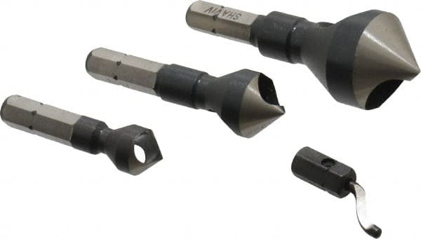 Vargus - 4 Piece, 5/16 to 13/16" Head Diam, Single End Countersink Set - Apex Tool & Supply