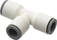 Parker - 1/4" OD, Bio-Sourced Nylon 11 Push-to-Connect Union Tee - 230 Max psi, White - Apex Tool & Supply