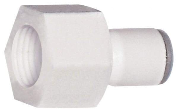 Parker - 3/8" OD, 3/8 NPTF, Bio-Sourced Nylon 11 Push-to-Connect Female Connector - 190 Max psi, White - Apex Tool & Supply