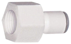 Parker - 3/8" OD, 3/8 NPTF, Bio-Sourced Nylon 11 Push-to-Connect Female Connector - 190 Max psi, White - Apex Tool & Supply