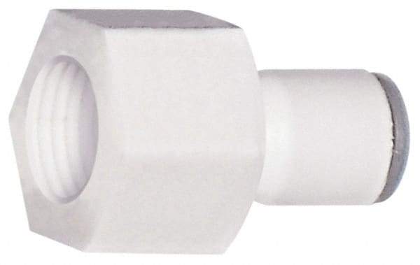 Parker - 1/4" OD, 7/16-24 UNS, Bio-Sourced Nylon 11 Push-to-Connect Faucet Connector UNS Thread - 230 Max psi, White - Apex Tool & Supply
