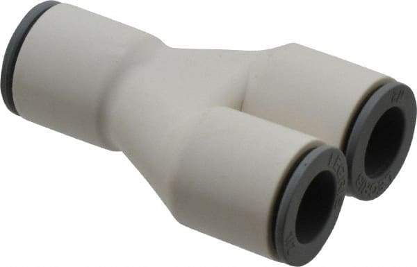 Parker - 1/2" OD, Bio-Sourced Nylon 11 Push-to-Connect Union Y - 160 Max psi, White - Apex Tool & Supply