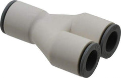 Parker - 1/2" OD, Bio-Sourced Nylon 11 Push-to-Connect Union Y - 160 Max psi, White - Apex Tool & Supply