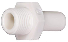 Parker - 3/8" OD, 1/4 NPTF, Bio-Sourced Nylon 11 Push-to-Connect Stem Adapter - 190 Max psi, White - Apex Tool & Supply
