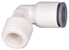 Parker - 1/4" OD, 1/8 NPTF, Bio-Sourced Nylon 11 Push-to-Connect Male Elbow - 230 Max psi, White - Apex Tool & Supply