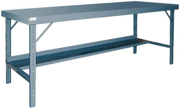 Durham - 120 Wide x 36" Deep x 28" High, Steel Workbench - Rolled Edge, Adjustable Height Folding Legs - Apex Tool & Supply