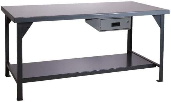 Durham - 48 Wide x 30" Deep x 34" High, Steel Workbench - Rolled Edge, Fixed Legs - Apex Tool & Supply
