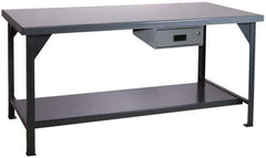 Durham - 72 Wide x 36" Deep x 34" High, Steel Workbench - Rolled Edge, Fixed Legs - Apex Tool & Supply