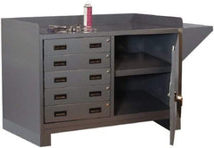 Durham - 5 Drawer, 1 Shelf Industrial Workstation - 2,000 Lb Capacity, Gray, 60" Wide x 38" High - Apex Tool & Supply