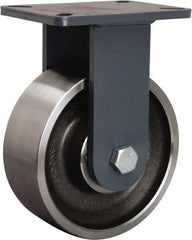 Hamilton - 8" Diam x 3" Wide x 10-1/2" OAH Top Plate Mount Rigid Caster - Forged Steel, 4,800 Lb Capacity, Tapered Roller Bearing, 5-1/4 x 7-1/4" Plate - Apex Tool & Supply