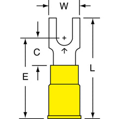 3M - #8 Stud, 12 to 10 AWG Compatible, Partially Insulated, Crimp Connection, Block Fork Terminal - Apex Tool & Supply