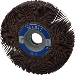 Merit Abrasives - 6" Diam, 60 Grit Aluminum Oxide Unmounted Flap Wheel - 1" Hole, 1" Wide, Coated, Medium Grade, 6,000 Max RPM , Cloth Backing - Apex Tool & Supply