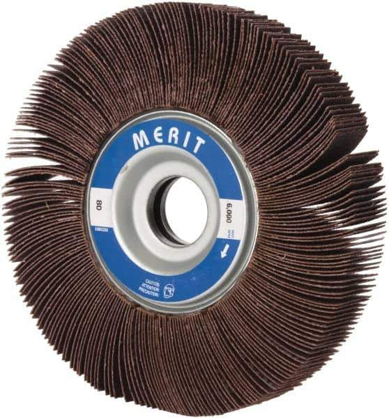 Merit Abrasives - 6" Diam, 80 Grit Aluminum Oxide Unmounted Flap Wheel - 1" Hole, 1" Wide, Coated, Medium Grade, 6,000 Max RPM , Cloth Backing - Apex Tool & Supply