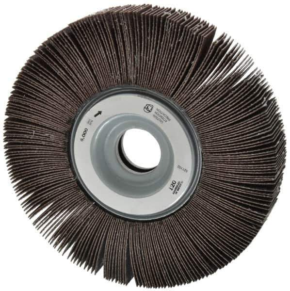 Merit Abrasives - 6" Diam, 120 Grit Aluminum Oxide Unmounted Flap Wheel - 1" Hole, 1" Wide, Coated, Fine Grade, 6,000 Max RPM , Cloth Backing - Apex Tool & Supply