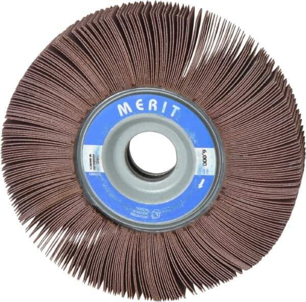 Merit Abrasives - 6" Diam, 240 Grit Aluminum Oxide Unmounted Flap Wheel - 1" Hole, 1" Wide, Coated, Very Fine Grade, 6,000 Max RPM , Cloth Backing - Apex Tool & Supply