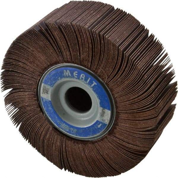 Merit Abrasives - 6" Diam, 120 Grit Aluminum Oxide Unmounted Flap Wheel - 1" Hole, 2" Wide, Coated, Fine Grade, 6,000 Max RPM , Cloth Backing - Apex Tool & Supply