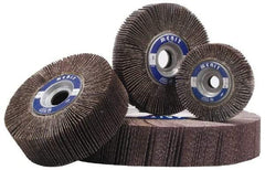 Merit Abrasives - 3-1/2" Diam, 60 Grit Aluminum Oxide Unmounted Flap Wheel - 5/8" Hole, 1-1/2" Wide, Coated, Medium Grade, 30,,000 Max RPM , Cloth Backing - Apex Tool & Supply