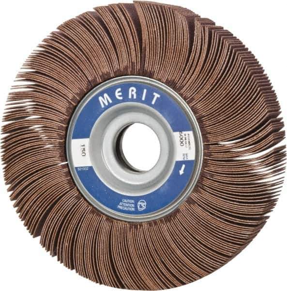 Merit Abrasives - 6" Diam, 150 Grit Aluminum Oxide Unmounted Flap Wheel - 1" Hole, 1" Wide, Coated, Very Fine Grade, 6,000 Max RPM , Cloth Backing - Apex Tool & Supply