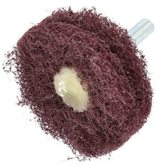 Merit Abrasives - 2" Diam, Medium Mounted Scrubber Buffing Wheel - 2 Ply, Medium Grade, 1/4" Shank Diam, 12,000 RPM - Apex Tool & Supply