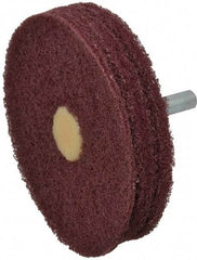 Merit Abrasives - 3" Diam, Medium Mounted Scrubber Buffing Wheel - 3 Ply, Very Fine Grade, 1/4" Shank Diam, 8,000 RPM - Apex Tool & Supply
