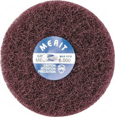 Merit Abrasives - 4" Diam, Medium Mounted Scrubber Buffing Wheel - 2 Ply, Medium Grade, 1/4" Shank Diam, 6,000 RPM - Apex Tool & Supply