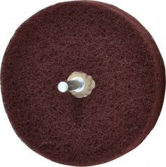 Merit Abrasives - 4" Diam, Medium Mounted Scrubber Buffing Wheel - 3 Ply, Very Fine Grade, 1/4" Shank Diam, 6,000 RPM - Apex Tool & Supply