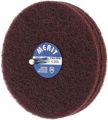 Merit Abrasives - 5" Diam, Medium Mounted Scrubber Buffing Wheel - 3 Ply, Very Fine Grade, 1/4" Shank Diam, 4,000 RPM - Apex Tool & Supply