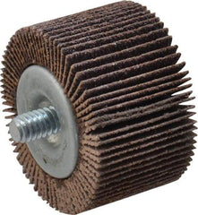Merit Abrasives - 1-5/8" Diam x 1" Face Width, Medium Aluminum Oxide Coated Mounted Flap Wheel - 1/4-20 Threaded Mount, 80 Grit, Cloth Backing, 25,000 Max RPM - Apex Tool & Supply