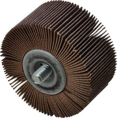 Merit Abrasives - 2" Diam x 1" Face Width, Very Fine Aluminum Oxide Coated Mounted Flap Wheel - 1/4-20 Threaded Mount, 240 Grit, Cloth Backing, 25,000 Max RPM - Apex Tool & Supply