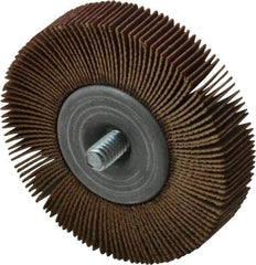 Merit Abrasives - 2-1/2" Diam x 1/2" Face Width, Very Fine Aluminum Oxide Coated Mounted Flap Wheel - 1/4-20 Threaded Mount, 180 Grit, Cloth Backing, 20,000 Max RPM - Apex Tool & Supply