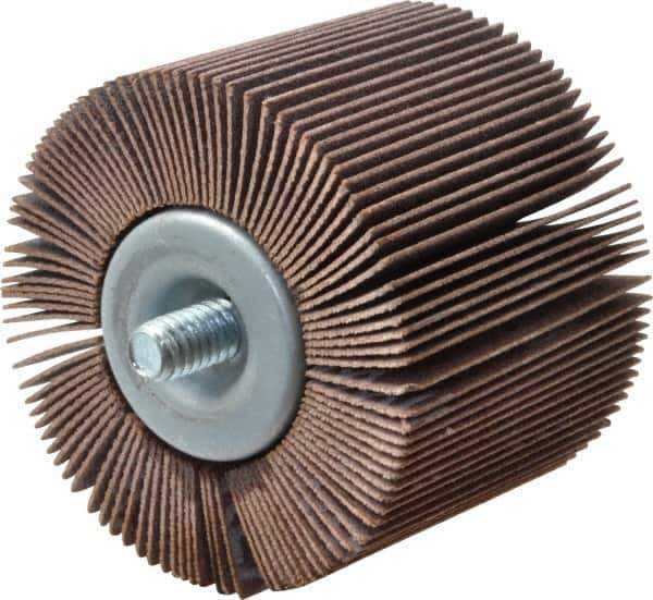 Merit Abrasives - 2" Diam x 1-1/2" Face Width, Very Fine Aluminum Oxide Coated Mounted Flap Wheel - 1/4-20 Threaded Mount, 180 Grit, Cloth Backing, 25,000 Max RPM - Apex Tool & Supply