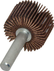 Merit Abrasives - 1" Diam x 5/8" Face Width, Fine Ceramic Alumina Coated Mounted Flap Wheel - 1/4" Shank Mount, 120 Grit, Cloth Backing, 30,000 Max RPM - Apex Tool & Supply