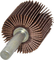 Merit Abrasives - 1" Diam x 1" Face Width, Very Fine Ceramic Alumina Coated Mounted Flap Wheel - 1/4" Shank Mount, 240 Grit, Cloth Backing, 30,000 Max RPM - Apex Tool & Supply